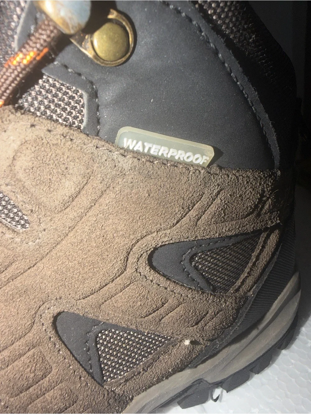 Eddie Bauer Brown Suede Hiking Boots with Orange Detail